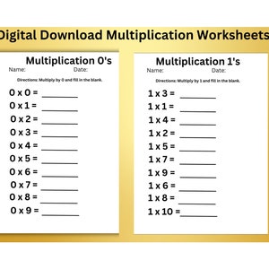 20 planilhas de multiplicação 0-12 8,5 x 11 PDF digital para impressão