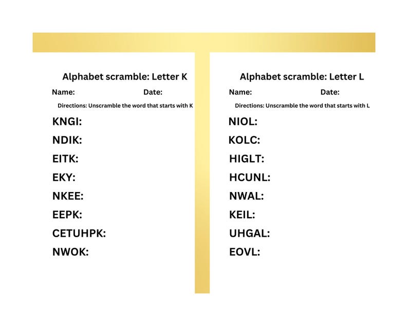26 Pack A-Z Scramble Digital Download Worksheet 8.5 X 11 Size PDF ...