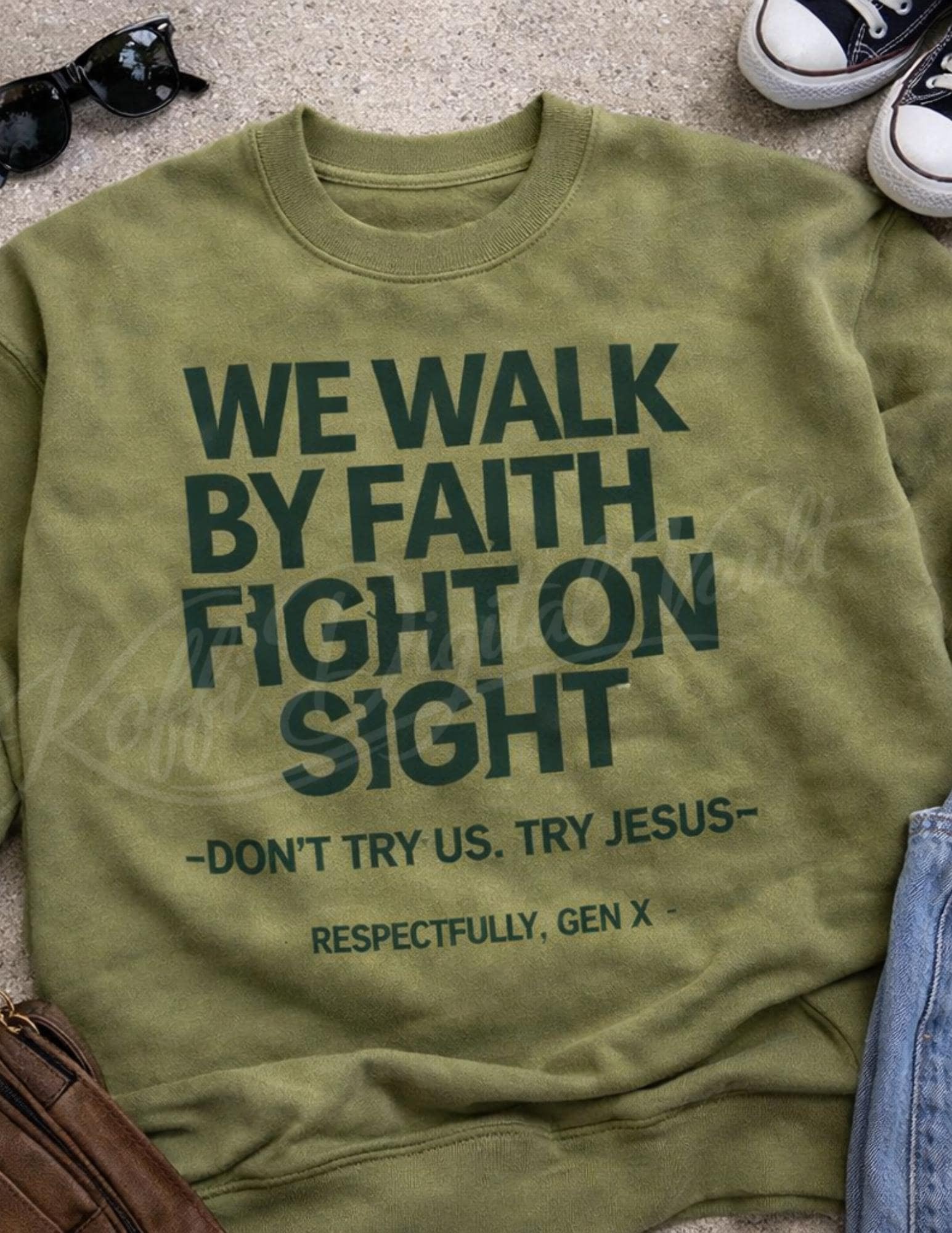 We Walk by Faith Fight on Sight PNG | Gen X Christian Quote - Etsy