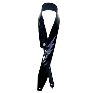 Electric Eye Lightning Midnight Sparkle Leather Guitar Strap Heavy Metal Glam Punk Rock n Roll Painkiller Judas Priest