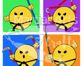 Karate Weapons Emoticons - Digital File