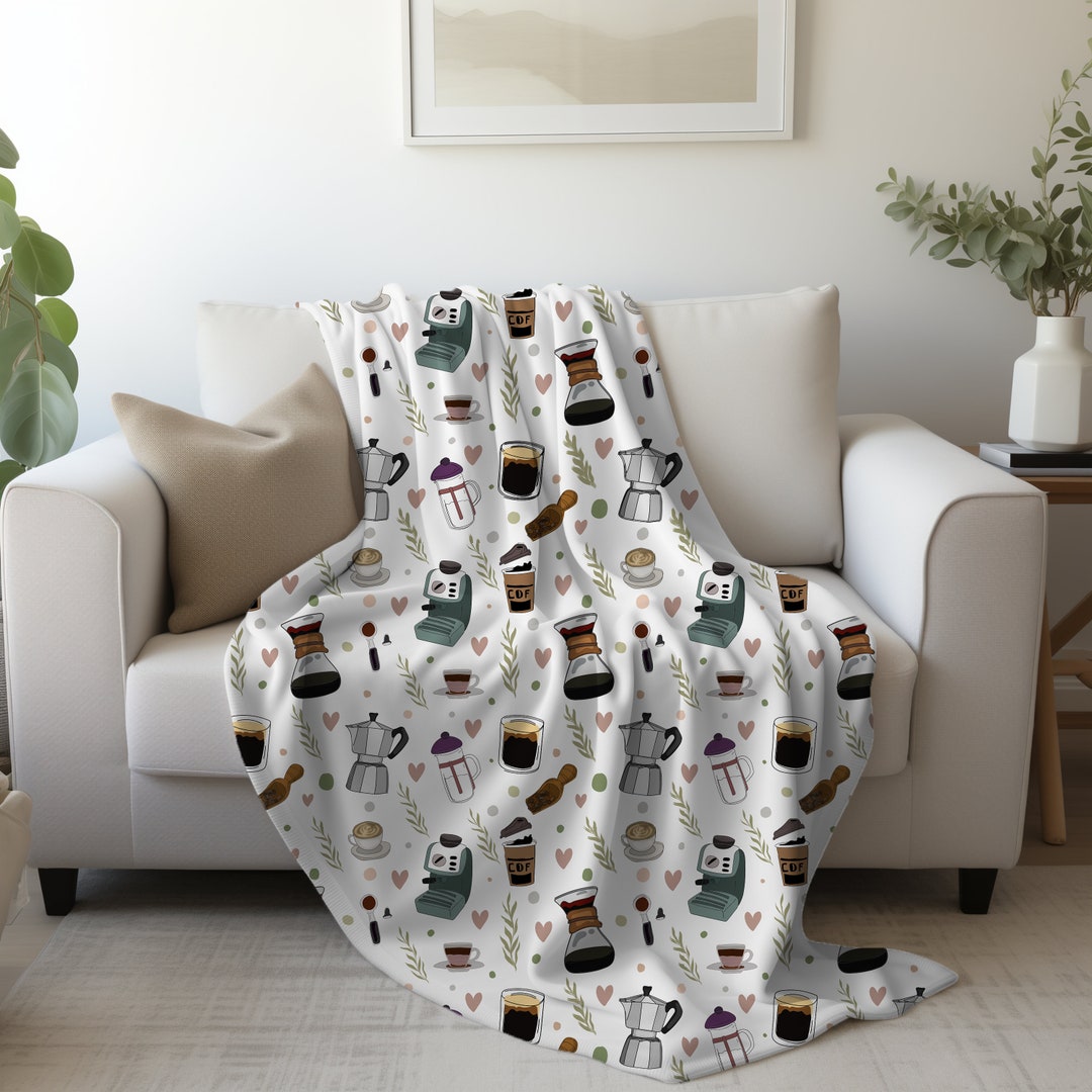 Cute Coffee Pattern Print Blanket