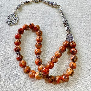 Real Brown Tiger Eye Natural Gemstone Personalized Tasbih 33, Prayer Beads, Tesbih, Misbaha, Tasbeeh, Sibha,Rosary,Handmade,Eid Gift