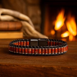 Red Jasper and Hematite Bracelet for Men – Natural Stone Protection Bracelet – Handmade Braided Jewelry – Boho Mens Bracelet - Gift - Jasper