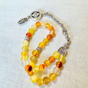 Handmade Prayer Beads: Natural Certified Real Amber,Tesbih,Tasbih, Rosary, and Unique Gifts, 33 beads,Amber,Prayer Beads
