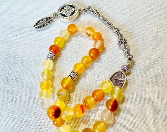 Handmade Certified Amber Prayer Beads: 33 Bead Tasbih Rosary