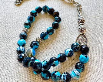 Blue Tiger Eye Islamic Prayer Beads: 33-Bead Misbaha Tasbeeh