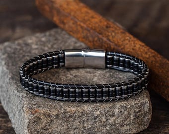 Mens Bracelet • Premium Bead Bracelet •Black Onyx with Hematite • Beaded Bracelet • Mens Jewelry • Perfect Gift for Men •AAA+ Real certified