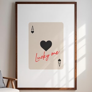 Lucky Trendy Ace of Hearts Print Lucky You Poster Trendy How Lucky Are We Print Poster estetico con carte da gioco Preppy y2k Room Decor DIGITALE