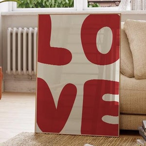 Póster de AMOR para imprimir en la pared / Póster de los años 70 / Póster preppy / Póster de moda / Impresión retro / Arte del amor / Póster maximalista / Amor