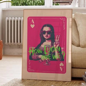 How Lucky Are We Trendy Ace of Hearts Printable Wall Art Print | Retro Aesthetic Print | Bar Cart Wall Decor | Playing Card Poster