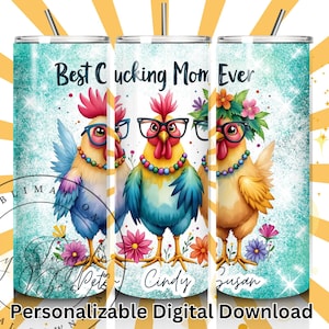 Bicchiere con scritta "Mamma Pollo Divertente" in formato PNG - Stampa a Sublimazione Personalizzata, La Mamma che Chioccia di Sempre, Download Digitale Sottile da 20 Oz, Regalo in Stile Fattoria per Lei