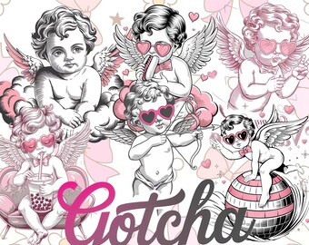 Cupids PNG Clipart Set: Whimsical Angel Graphics (Digital Download)