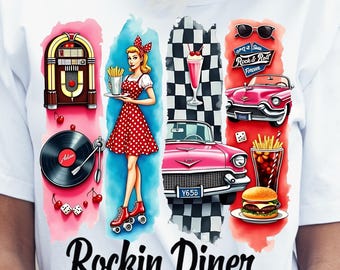 Rockin Diner PNG Clipart: 50s Retro Americana (Digital Download)