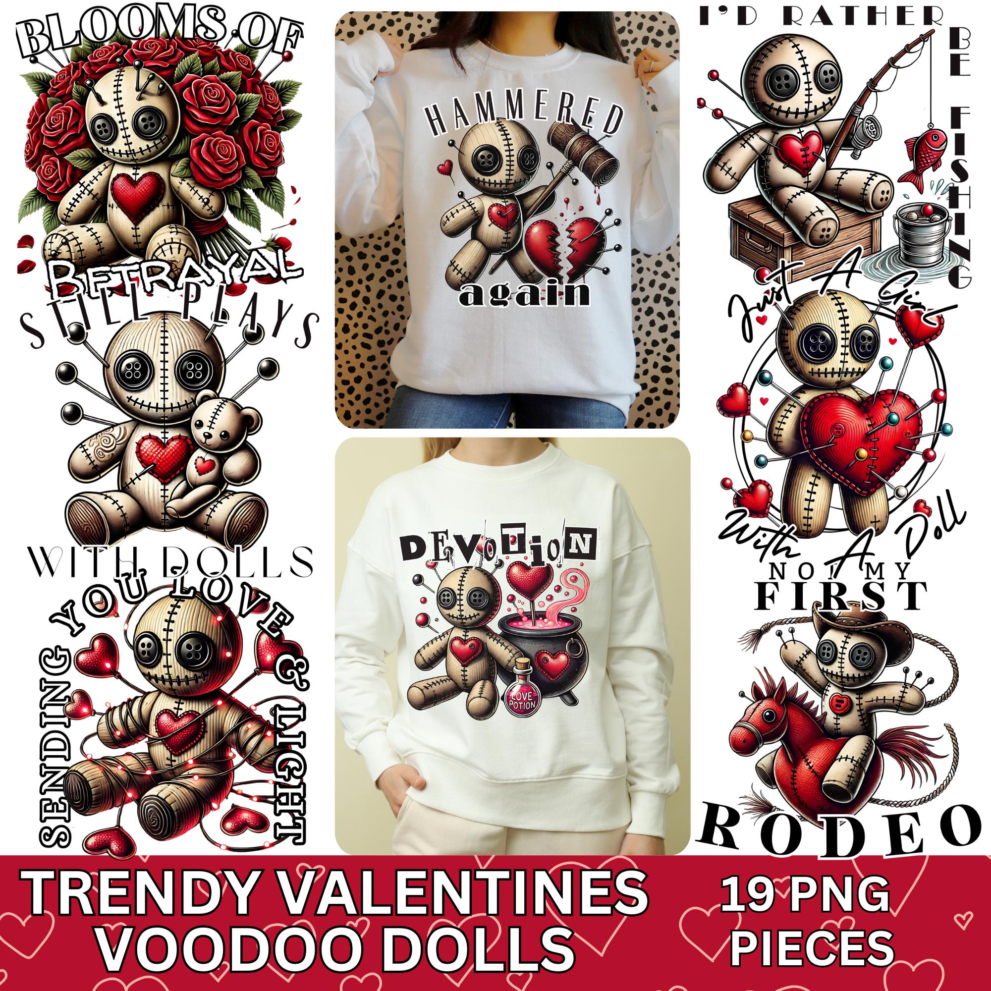 Anti Valentine Voodoo Doll Clipart Set PNG Digital Download, Snarky Valentines Voodoo Sublimation Art for shirts, Mugs, Crafting Projects