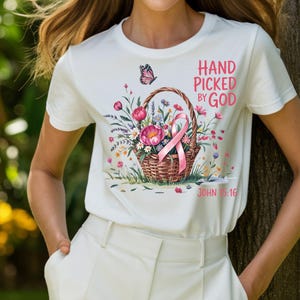 Raccolta di 2 immagini PNG di sensibilizzazione "Hand Picked By God", disegno a sublimazione per sopravvissuti al cancro e autismo, versetti della Bibbia cristiana in formato PNG, set di clipart religiose