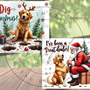 Golden Retriever Christmas Art - 2 Pack 20 oz Tumbler PNG, Dog Lover Gift, Dog Santa Hat, Dog First Christmas Digital Download Multiple Uses