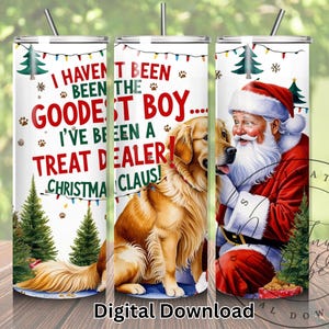 Golden Retriever Christmas Art - 2 Pack 20 oz Tumbler PNG, Dog Lover Gift, Dog Santa Hat, Dog First Christmas Digital Download Multiple Uses