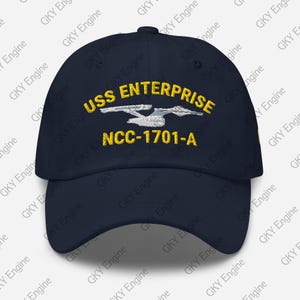 USS Enterprise Dad Hat, NCC-1701-A Geborduurd 100% chino katoenen twill, laag profiel 6 panelen