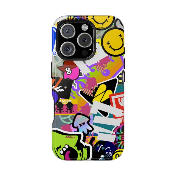 Funda resistente para iPhone® con diseño de pegatinas de Splatsville
