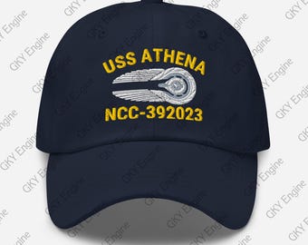 Gorra de papá bordada con el barco USS Athena (vista aérea) NCC-392023