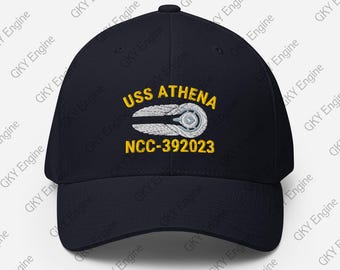 Gorra Flexfit bordada con el USS Athena (vista aérea) NCC-392023