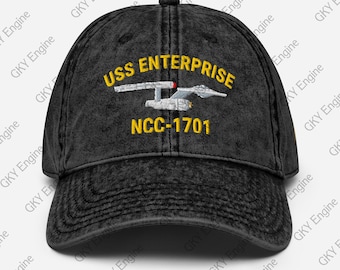 Gorra de sarga de algodón vintage USS Enterprise NCC-1701 TOS bordada
