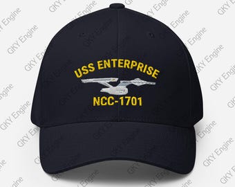USS Enterprise NCC-1701 Refit Flexfit Closed-Back Structured Twill Cap Ship Hat st tmp