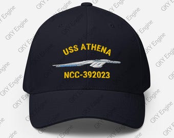 Gorra Flexfit bordada con el USS Athena (vista de perfil) NCC-392023