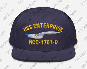 USS Enterprise NCC-1701-D Embroidered Ship Snapback Hat st tng