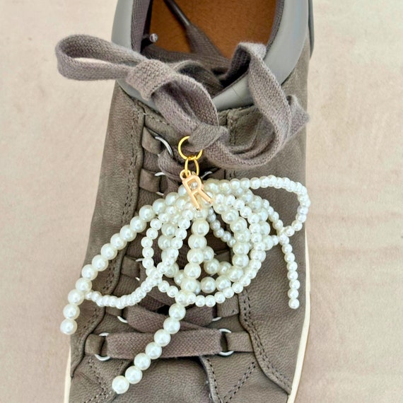 Personalized Shoe Charm for sneaker pearl and bow accessories for shoe custom initial gift for teen shoe lace charm for sneaker bow charm
