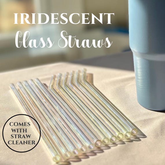 Iridescent glass straw for tumbler Borosilicate glass straw cleaner straw for bachelorette party favor reusable straw drink accessories