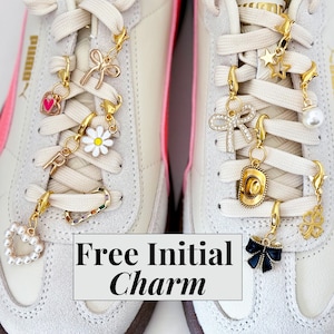Charm de corazón para zapatos, regalo para cordones, accesorios para niñas, charms para zapatillas de mujer, charm con inicial dorada, crea tu propio charm para zapatos, accesorios de moda