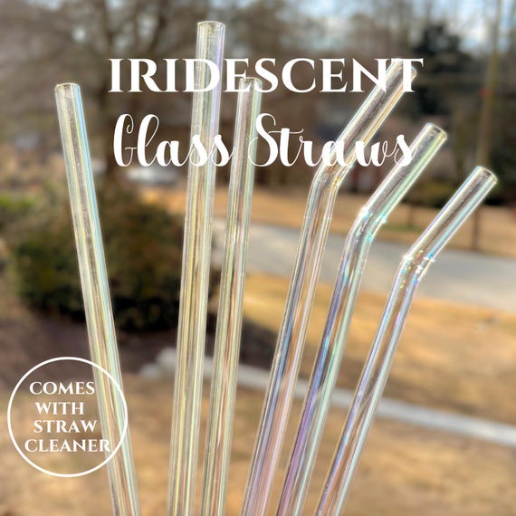 Iridescent glass straw for tumbler Borosilicate glass straw cleaner straw for bachelorette party favor reusable straw drink accessories