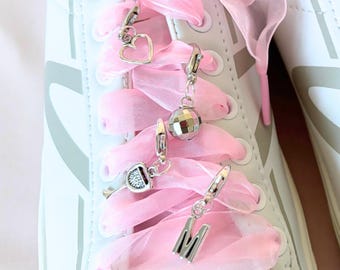 Silver Shoe Charms for Laces: Initial Charm, Sneaker Accessories