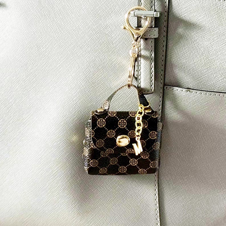 Mini purse bag charm for handbag faux leather keychain personalized charm tiny purse airpod case cute bag clip coin purse keychain for keys