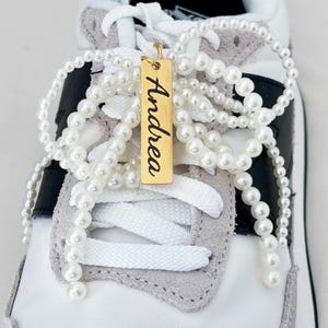 Pearl bow shoelace charm for sneakers personalized shoe tag custom initial charm with name pearl tassel Y2k Shoe lace charms gift for her