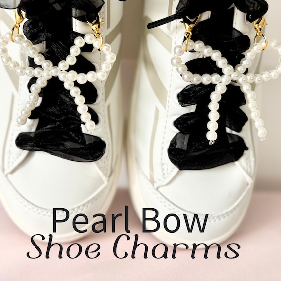 White Pearl Shoe Charm Clip Bow Decoration for Sneaker Bridal Gift for Women Ballet Clip Pearl White Wedding Accessory Shoe Clip for Bridal