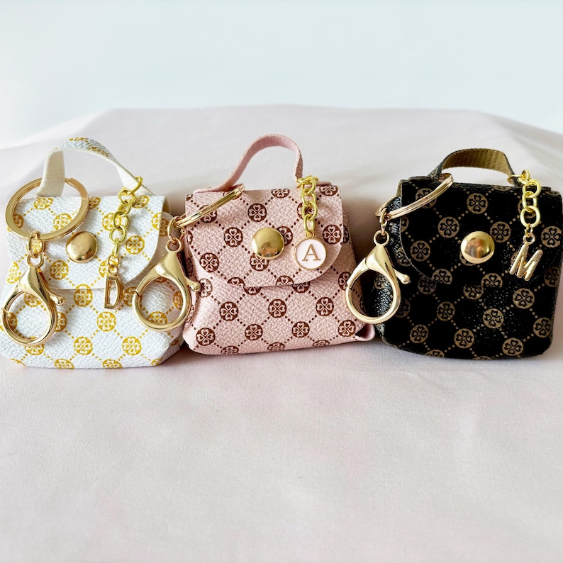 Mini purse bag charm for handbag faux leather keychain personalized charm tiny purse airpod case cute bag clip coin purse keychain for keys