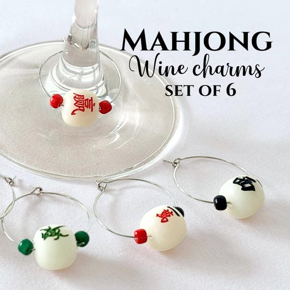 Mahjong Wine Charm Glass Marker Gift Mahjong Lover Drink Identifier Hostess Present Party Accessory Game Night Wine Lover Birthday Gift
