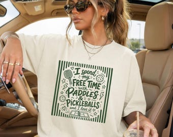 Funny Pickleball Shirt, I Spend My Free Time With Paddles & Pickleballs Tee, Pickleball Lover Gift for Her, Vintage Pickleball Graphic Tee