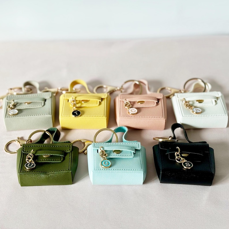 Mini purse bag charm for handbag faux leather keychain personalized charm tiny purse airpod case cute bag clip coin purse keychain for keys
