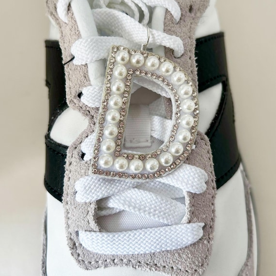 Shoe Charm for laces initial charm sliver sneaker charm with pearl custom charm trendy gift for her birthday unique stocking stuffer for kid