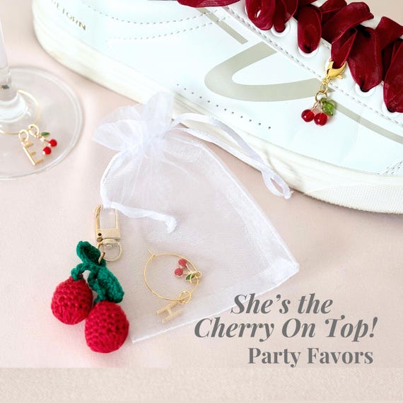 She's the Cherry on Top Wedding Shower Favor Gold Marker Wine Glass Cherry Gift Party Favor Bundle Shoelace Red Present Bridal Shower Party