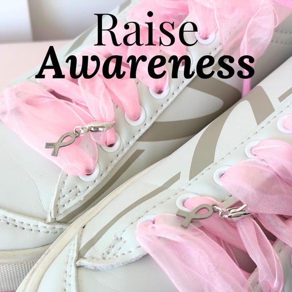 Breast cancer awareness shoelace with pink ribbon and hope charm supportive gift sneaker laces fundraiser accessory for fundraising walk