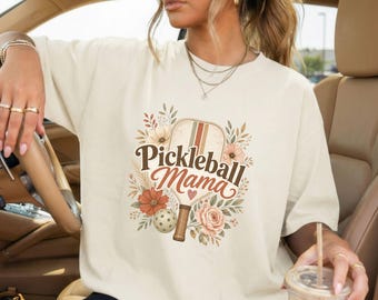 Pickleball Mama Shirt, Floral Pickleball Tee, Mom Pickleball Gift, Vintage Paddle Graphic, Mother's Day Shirt