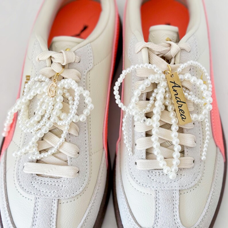 Pearl bow shoelace charm for sneakers personalized shoe tag custom initial charm with name pearl tassel Y2k Shoe lace charms gift for her