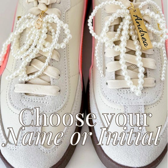 Pearl bow shoelace charm for sneakers personalized shoe tag custom initial charm with name pearl tassel Y2k Shoe lace charms gift for her