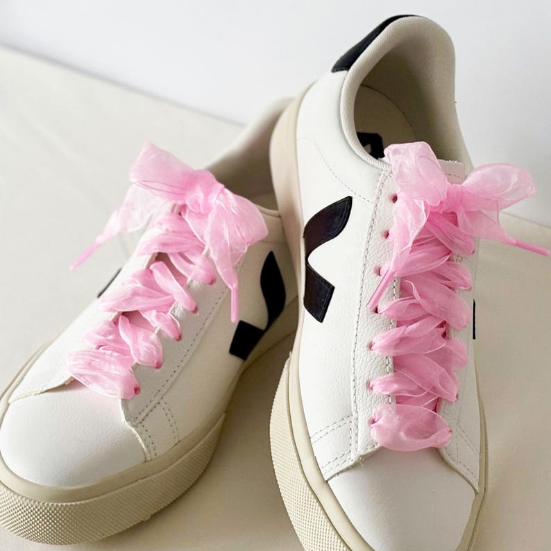Cordones de satén para zapatos, cordones para zapatillas deportivas, cordones para zapatos, bonitos cordones para zapatos, accesorios de moda para zapatos, cordones de cinta para zapatillas de boda. Pink