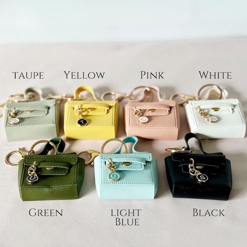 Mini purse bag charm for handbag faux leather keychain personalized charm tiny purse AirPod case cute bag clip coin purse keychain for keys image 2